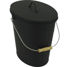 Schwarzer Komposteimer aus Metall mit Deckel und Tragegriff