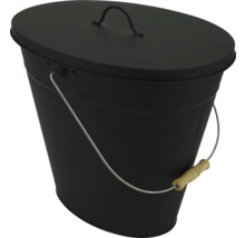 Schwarzer Ascheeimer mit Deckel und Tragegriff
