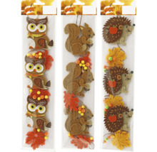 Dekoanhänger mit Eulen-, Eichhörnchen- und Igelmotiven im Set