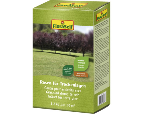 Semences de gazon FloraSelf gazon sec 1.2 kg / 50 m² FloraSelf semences de gazon pour endroits secs, paquet de 1.2 kg