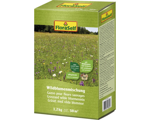 Mélange de fleurs sauvages avec des brins d'herbe FloraSelf 1.2 kg pour 50 m²