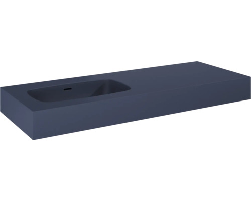 Jungborn DECEM Kompaktmarmor-Waschtisch Ablage rechts 121x46 cm navy blau matt Waschtischplatte mit Becken