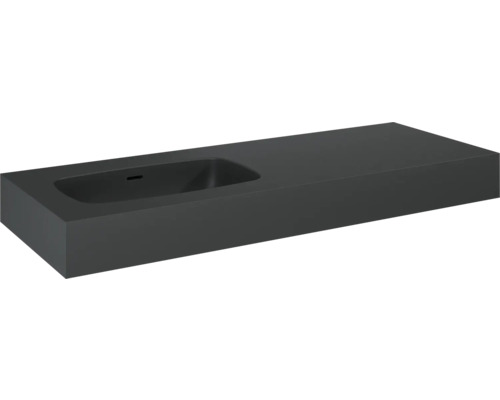 Jungborn DECEM Kompaktmarmor-Waschtisch Ablage rechts 121x46 cm anthrazit matt Waschtischplatte mit integriertem Waschbecken