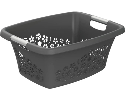 Corbeille à linge Rotho FLOWERS 25 litres anthracite