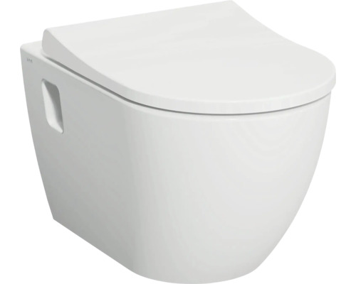 Wand-WC Set VitrA Mia Tiefspüler ohne Spülrand weiss glänzend HygieneGlaze mit Beschichtung mit WC-Sitz 7511B003-6356