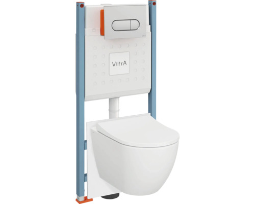 Wand-WC Set VitrA Mia Tiefspüler ohne Spülrand weiss glänzend HygieneGlaze mit WC-Sitz 800-2021