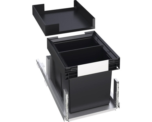 Poubelle de tri sélectif encastrée Blanco SELECT II 40/2 Combi 2x13 l 527854 Système de tri des déchets avec tiroir coulissant pour meubles bas