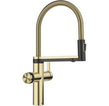 Robinet de cuisine aspect doré avec bec flexible