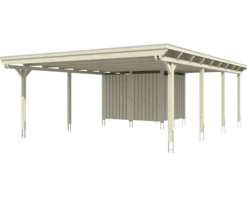 Carport aus Holz mit Geräteraum
