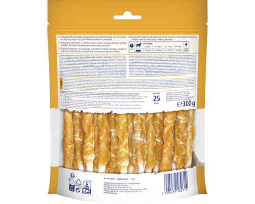 Verpackung Hunde-Kaurollen aus Rinderhaut mit Hühnchenfleisch, 25 Stück