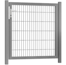 Portail de jardin gris en métal avec poignée et serrure