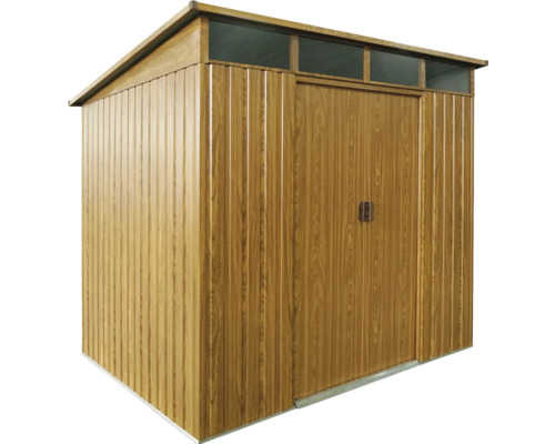 Abri de jardin en métal avec effet bois et double porte