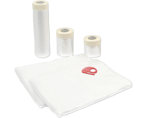 Kit de recouvrement universel 6 pces avec film de protection, ruban de masquage, coupe-film