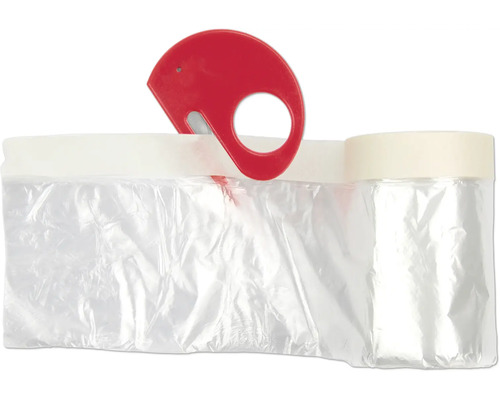 Abdeckfolie mit integriertem Abroller und Klebeband