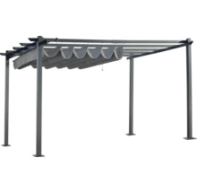 Pergola mit Lamellendach und textilem Sonnenschutz