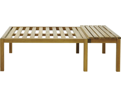 Holztisch mit Lattenrost und Tischbeinen