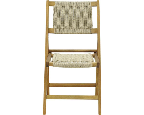 Holzstuhl mit geflochtener Sitzfläche und Rückenlehne