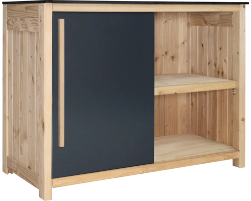 Gartenschrank/Outdoorküche Konsta Typ 603 Douglasie Eckmodul einseitige Schiebetür links 120 x 58 x 92 cm HPL anthrazit