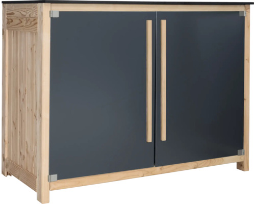 Konsta Armoire de jardin/Cuisine d'extérieur Type 603 sapin de Douglas desserte porte à battants 120 x 58 x 92 cm HPL anthracite