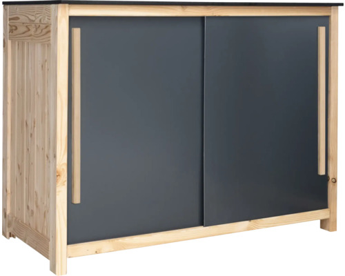 Armoire de jardin/Cuisine d'extérieur Konsta Type 603 sapin de Douglas desserte porte coulissante 120 x 58 x 92 cm HPL anthracite