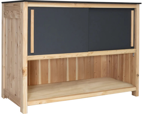 Konsta Gartenschrank/Outdoorküche Typ 603 Douglasie Sideboard/Regal Schiebetür 120x58x92 cm HPL anthrazit