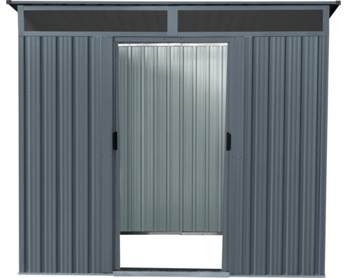 Abri de jardin métallique avec porte coulissante