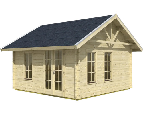 Maison de jardin en bois avec toit, fenêtres et porte