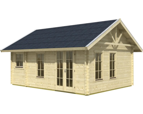 Abri de jardin en bois avec fenêtres et double porte