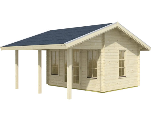 Abri de jardin en bois avec auvent et fenêtres