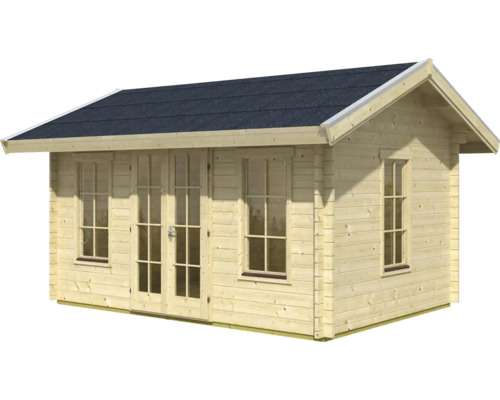 Abri de jardin en bois avec porte double et fenêtres