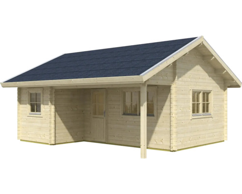 Maison de jardin en bois avec fenêtres et porte