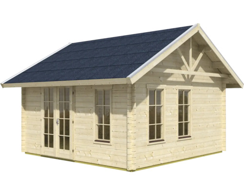 Abri de jardin en bois avec fenêtres et double porte