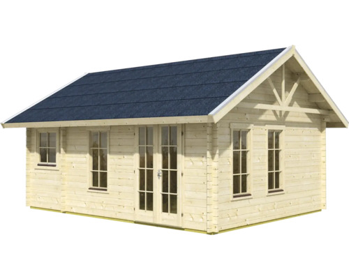 Holzgartenhaus mit Fenstern und Doppeltür