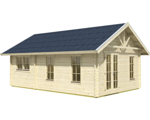 Abri de jardin en bois avec fenêtres et porte double