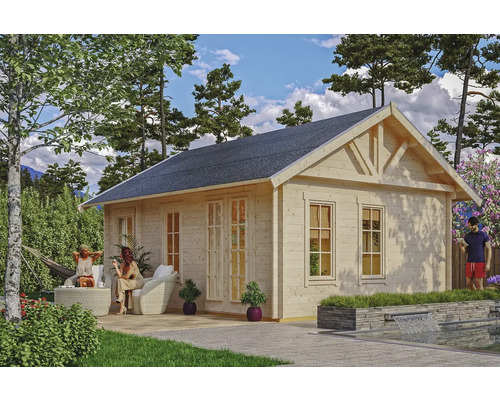 Chalet de jardin SKAN HOLZ Bern 2 préparé pour les tuiles avec plancher 420x560 cm naturel