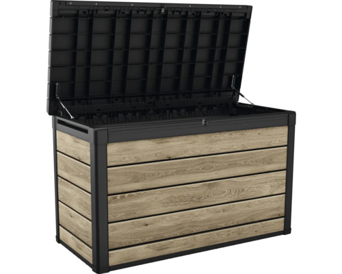 Coffre de jardin ouvert aspect bois