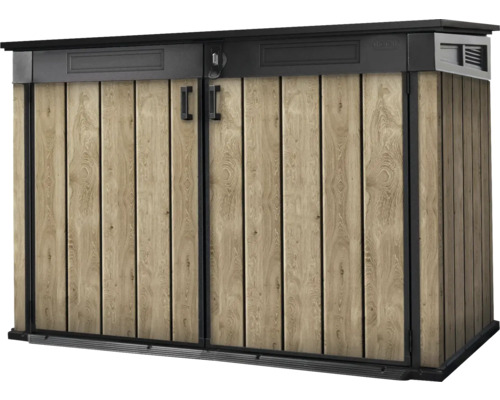 Cache-poubelle Keter Signature Ashwood Mega 2020 L 190.5 x 109.3 cm aspect bois anthracite/marron