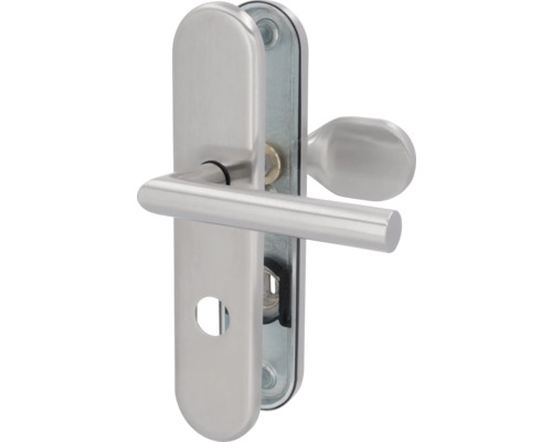 Garniture de porte en métal avec poignée et serrure