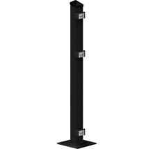 Poteau de clôture noir avec supports pour l''installation de clôture