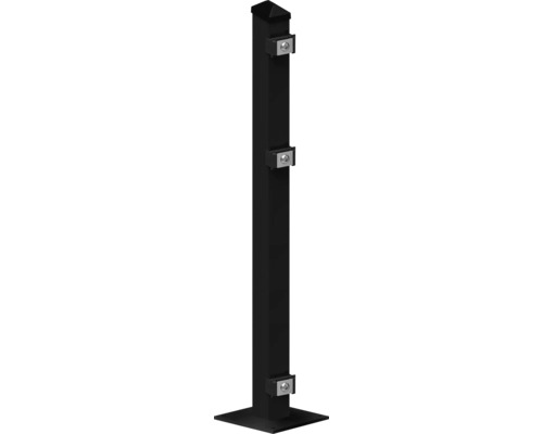 Poteau de clôture noir avec supports pour l''installation de clôture