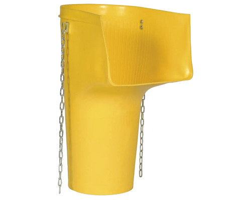 Gelber Mörteltrog mit Kettenaufhängung