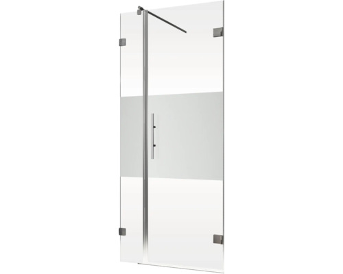 Porte de douche dans une niche avec porte pivotante avec partie fixe SCHULTE Davita 110 cm profilé - décor verre discret tirant gauche