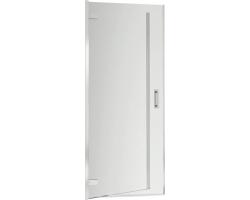 Porte de douche dans une niche avec porte pivotante SCHULTE Toura 80 cm profilé chrome décor verre satiné tirant gauche