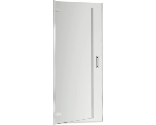 Porte de douche dans une niche avec porte pivotante SCHULTE Toura 90 cm profilé chrome décor verre satiné tirant gauche