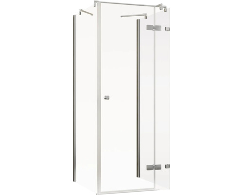 Cabine en U avec SCHULTE Masterclass 75 x 90 x 75 cm profilé chrome verre transparent tirant gauche