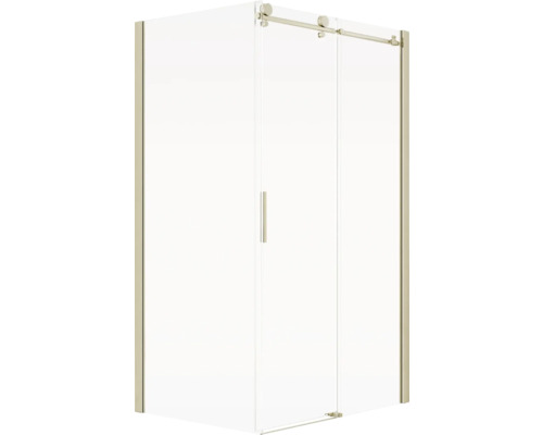 Porte de douche avec paroi latérale avec profilé SCHULTE Masterclass 120 x 90 cm or verre transparent tirant droite butée murale latérale gauche