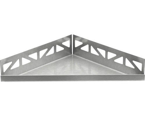 Eckregal aus Metall mit Dreiecksdesign zur Montage in einer Ecke