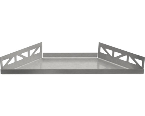 Eckregal aus Metall mit dreieckigen Aussparungen