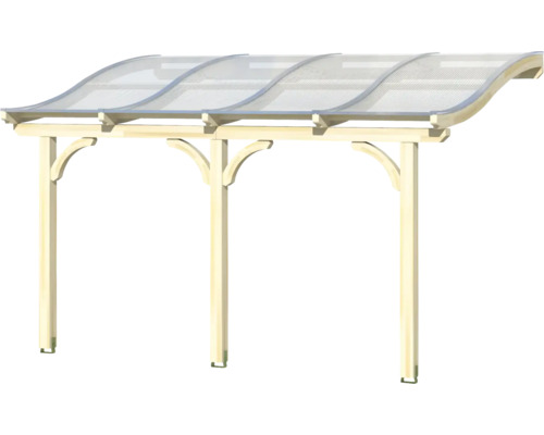 Abri de voiture en bois avec toit ondulé