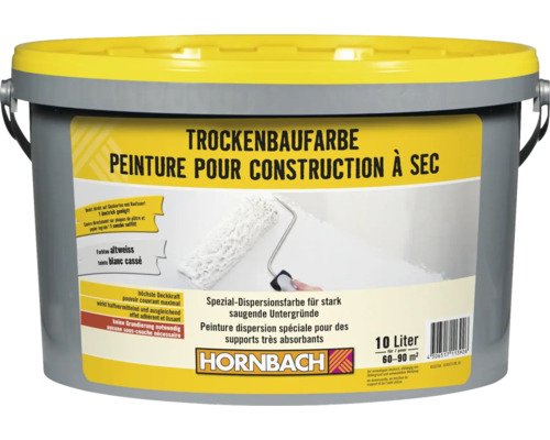 Peinture pour construction à sec blanc ancien 10 l Seau de peinture pour cloisons sèches d''une contenance de dix litres